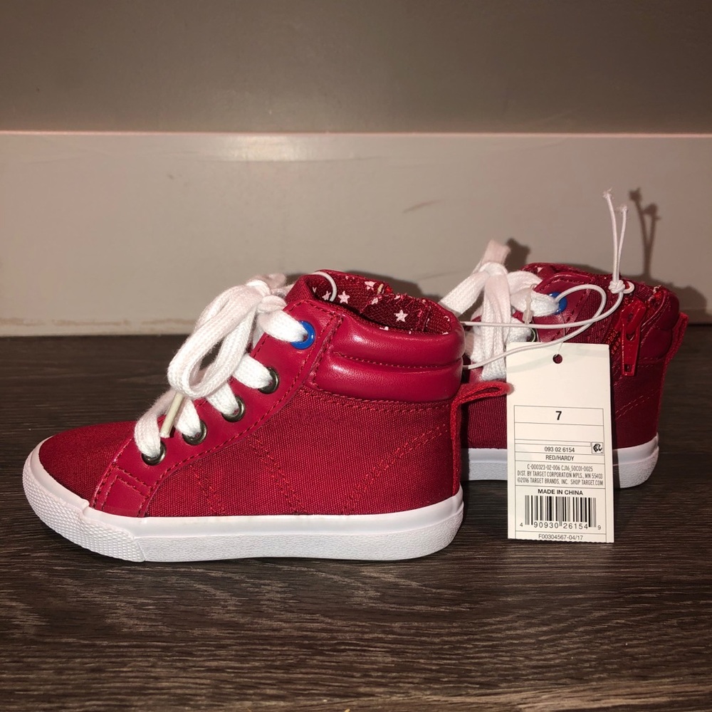 Kids Cat & Jack Red Canvas High Top Sneakers